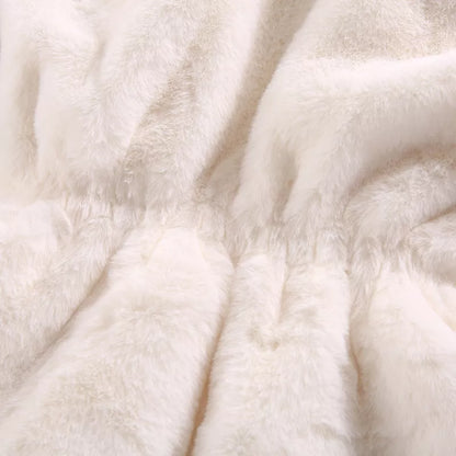 Girls' extra soft white faux fur winter princess jacket, anti-pilling, cozy kids outerwear