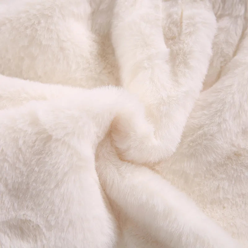 White faux fur winter princess jacket, a must-have for girls' winter wardrobe, fashionable & warm
