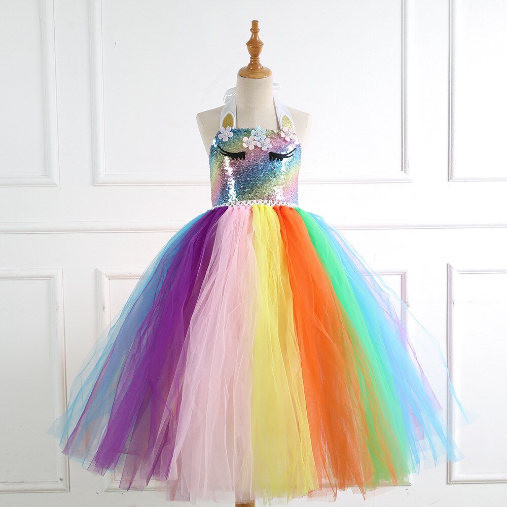 White and pink floral crochet top long tutu dress, a charming birthday outfit