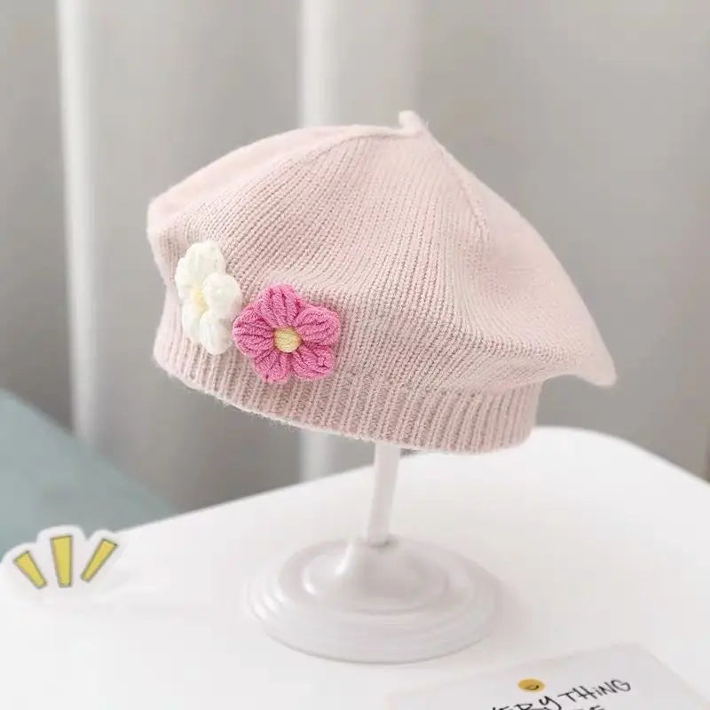 Infant winter beret hat, soft knit French style, practical and cute baby accessory