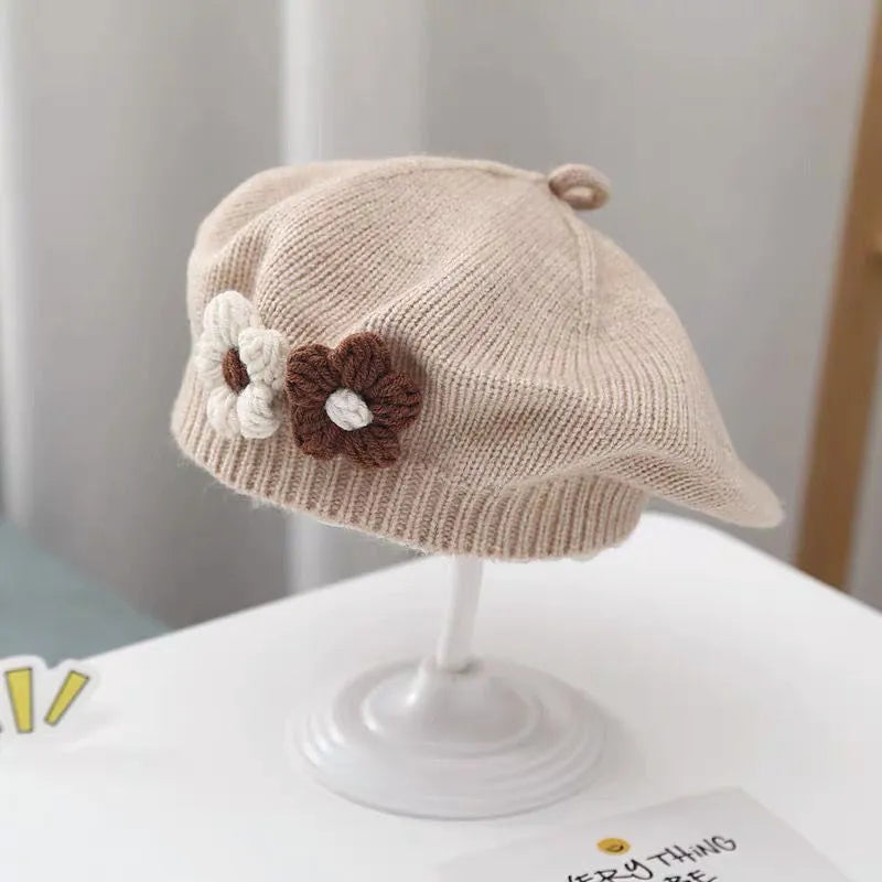 Kids autumn fashion: French style knit beret for girls, warm and stylish headwear