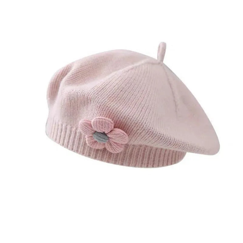 Kids fashion: French style beret hat for girls, knitted autumn/winter headwear