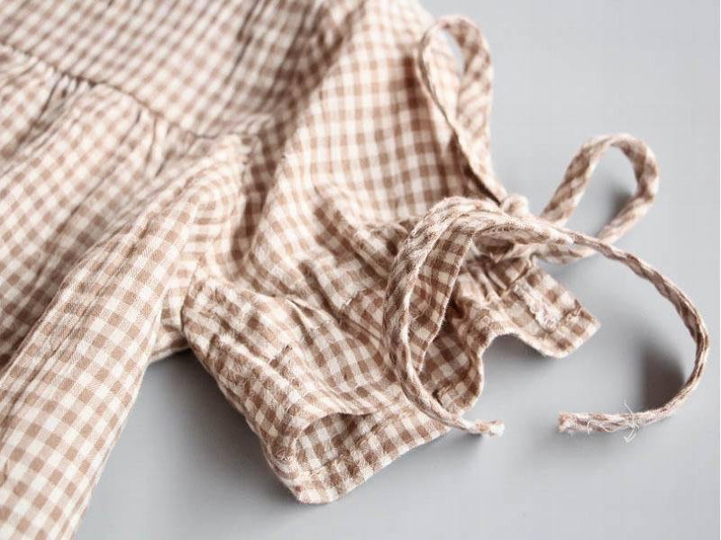 Classic gingham play dress for girls. Soft cotton, comfortable frock perfect for summer, toddlers, and baby outfits.