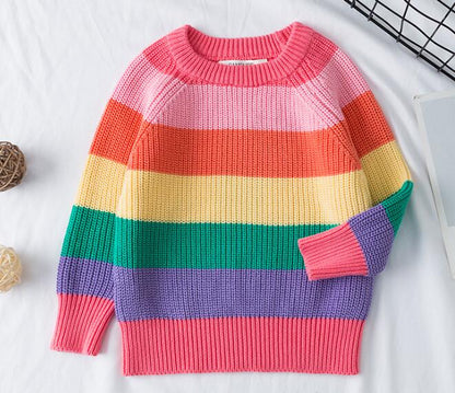 Pink girls' button sweater with a vibrant pear fruit pattern, a stylish and casual cardigan for kids.