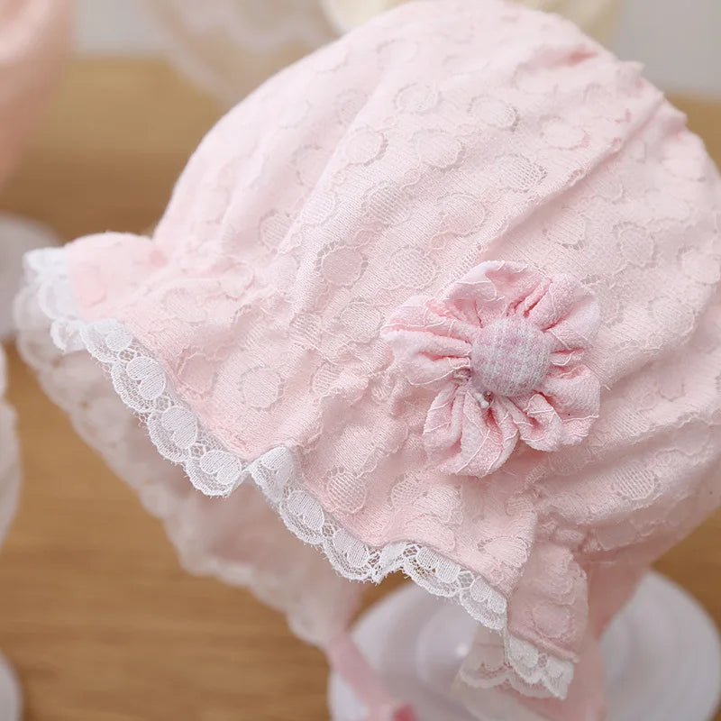 Toddler girl's sun hat, summer breathable mesh and sweet lace ruffle design