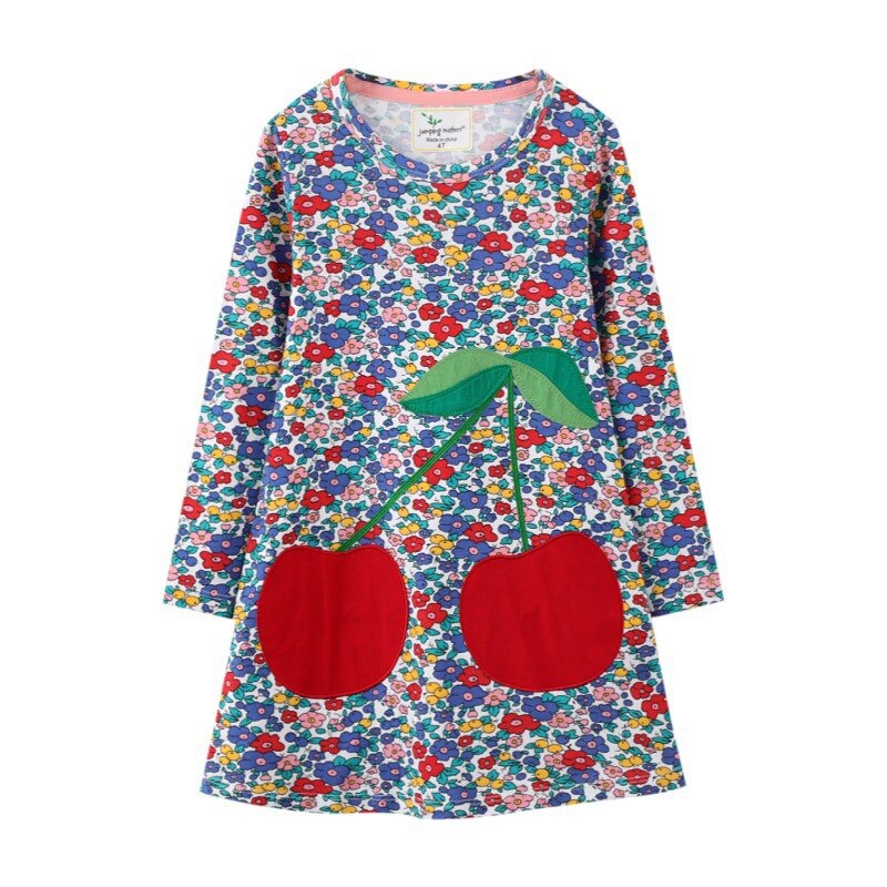 Charming horse print long sleeve cotton dress for girls. Perfect for casual toddler outfits.
