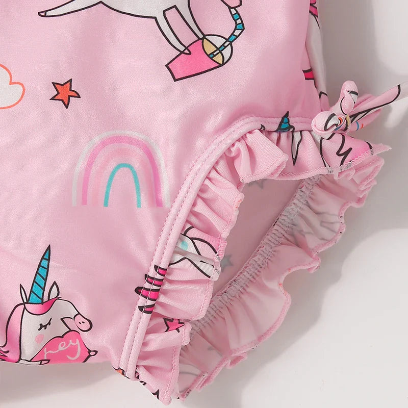 Child's printed long sleeve UV protect swimsuit, perfect for safeguarding delicate skin.