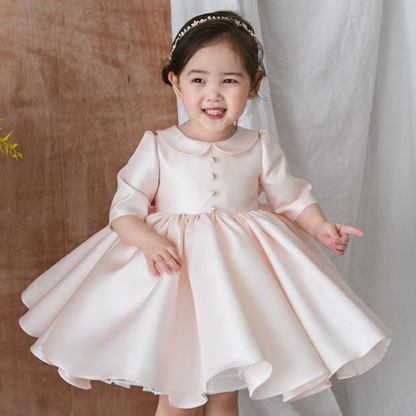 Infant girl's formal cotton blend long-sleeve dress, perfect for christening or special occasion wear