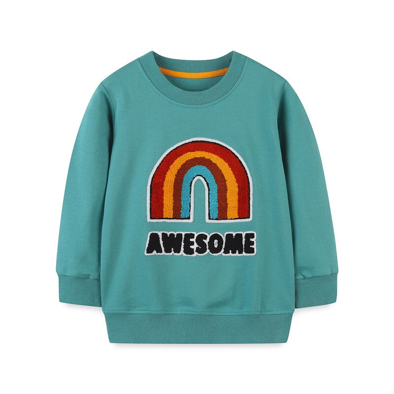 Toddler girl wearing a magical unicorn embroidered fall winter long-sleeve cotton sweater