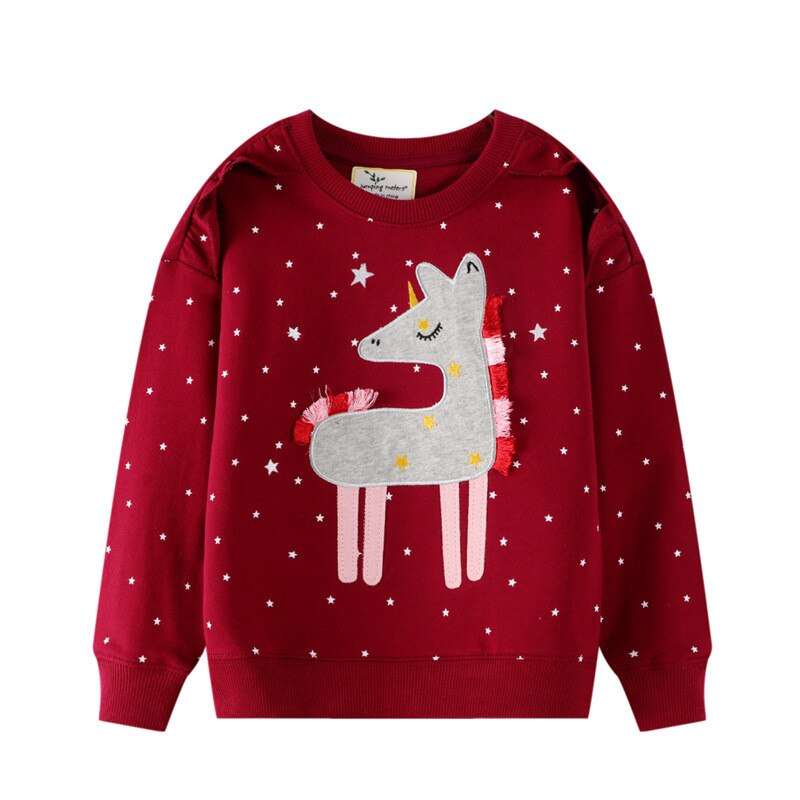 Folded girls' embroidered unicorn sweater, a cozy long-sleeve top for toddler fashion