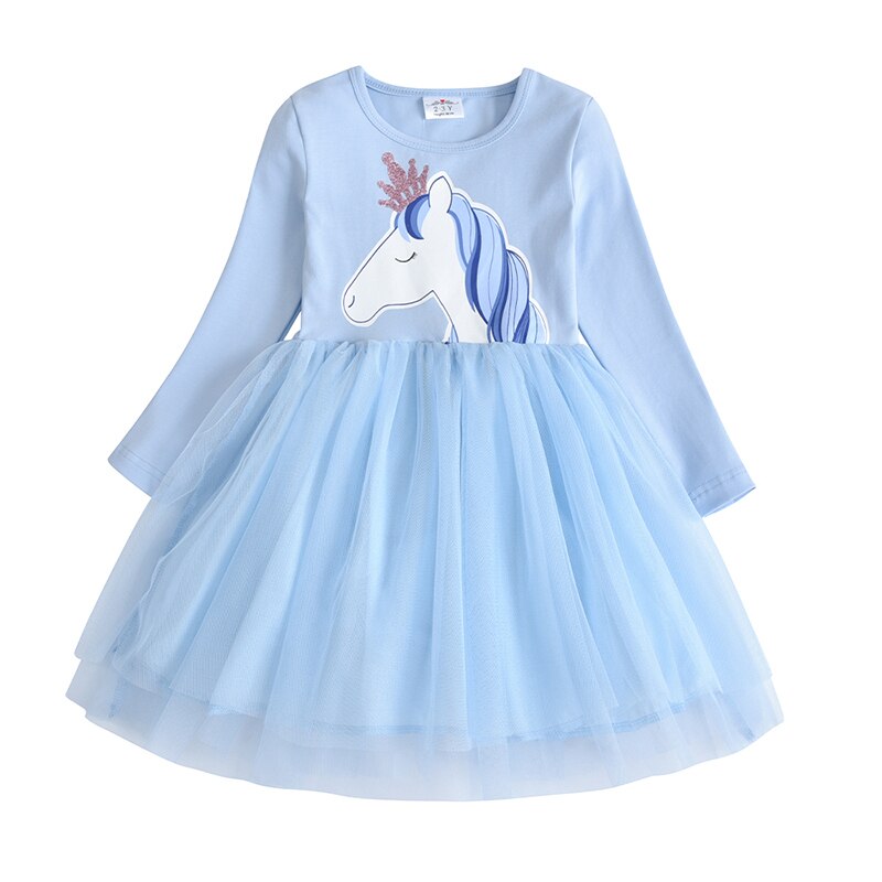 Charming girls' unicorn dress with a pretty layered skirt. Comfortable children's clothing for daily wear.