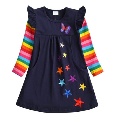 Soft cotton unicorn dress with a charming layered skirt. Ideal casual wear for toddlers & young girls.