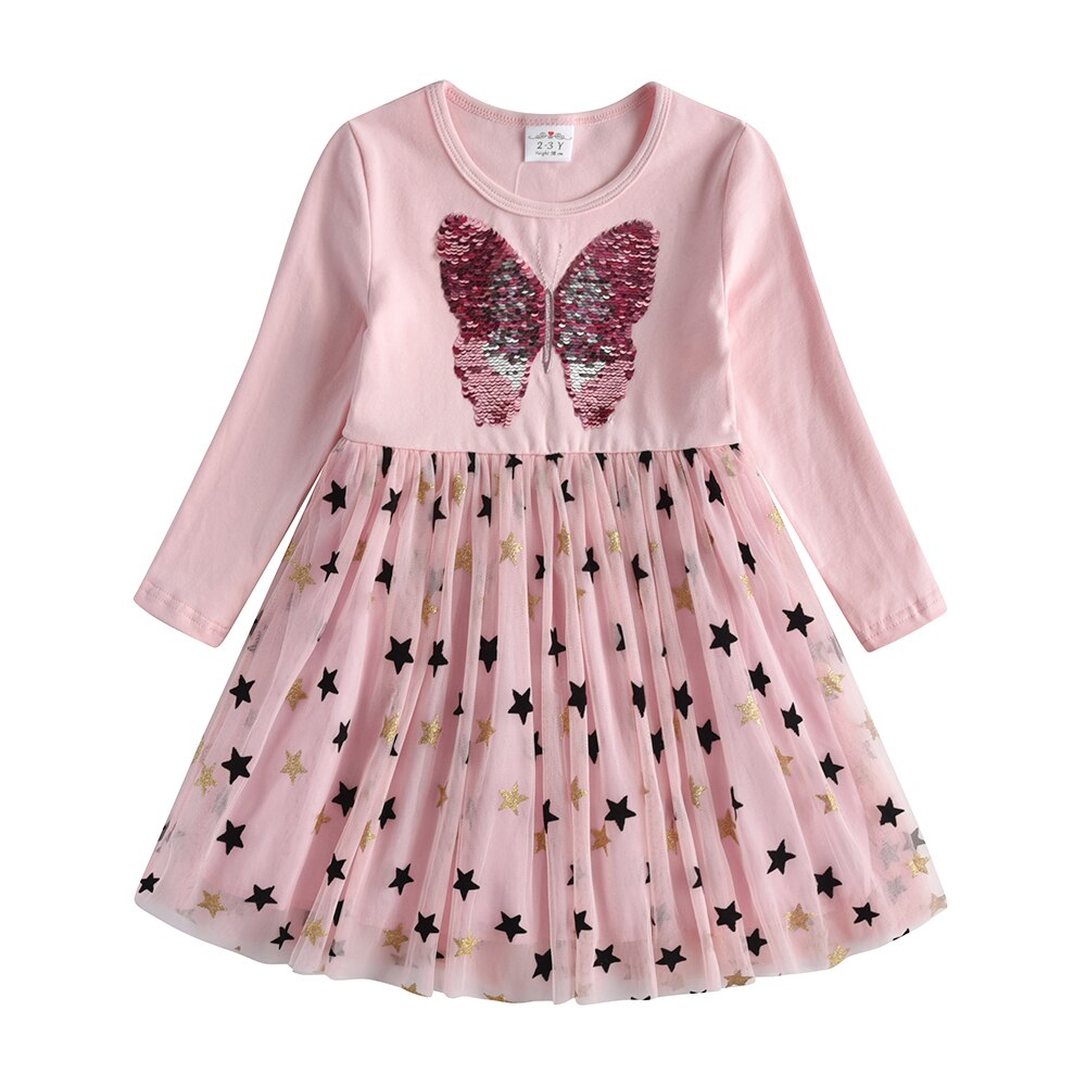 Whimsical unicorn print girls' dress featuring a fun layered skirt. Breathable cotton for all-day comfort.