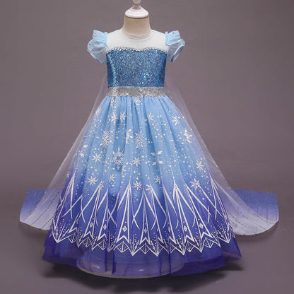 Little girl's fancy dress costume: a unicorn princess gown with soft wings and a gradient skirt.