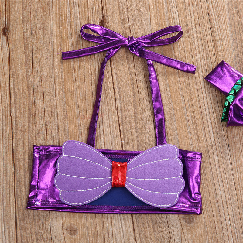 Kids fashion mermaid swimwear, including a comfortable halter top and full-coverage high-waist bottoms