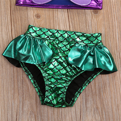 Summer outfit for baby girls: mermaid swimsuit set with playful colors and matching accessories