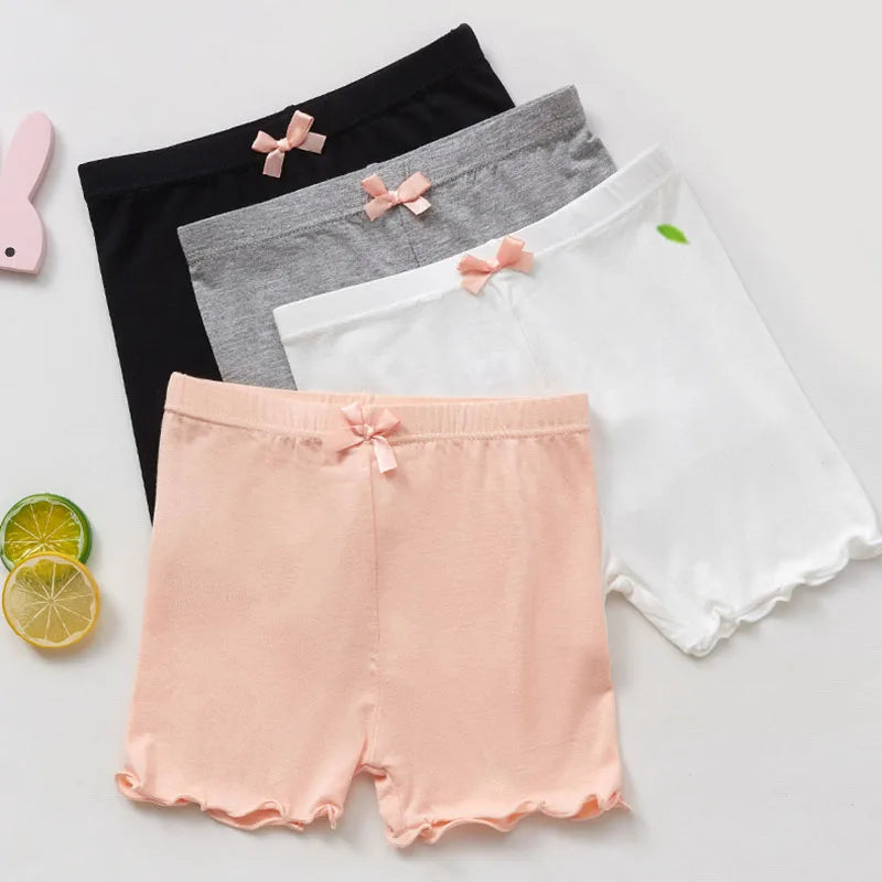 Girls' modal safety shorts with bow, soft & breathable underpants for daily wear