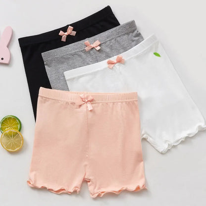 Girls' modal safety shorts with bow, soft & breathable underpants for daily wear