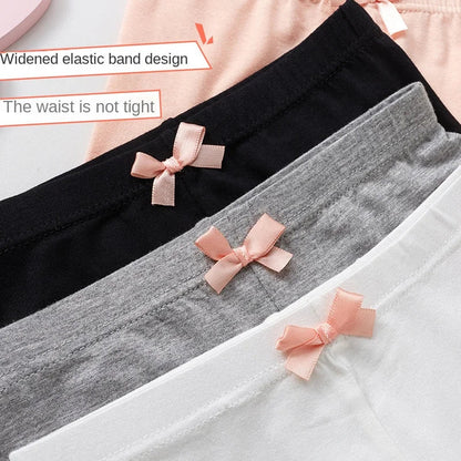Breathable girls' modal safety shorts with cute bow detail & elastic waist