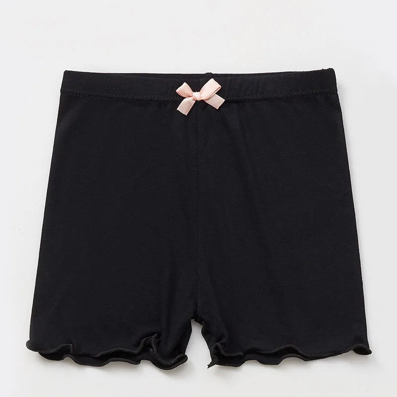 White modal safety shorts for girls, breathable and comfy underpants with bow