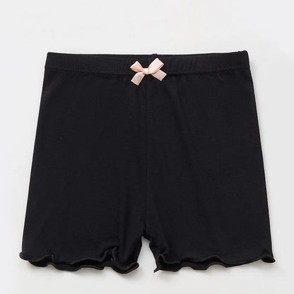 White modal safety shorts for girls, breathable and comfy underpants with bow