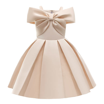 Fancy off-shoulder girls' dress with starry details, perfect for a magical special occasion.