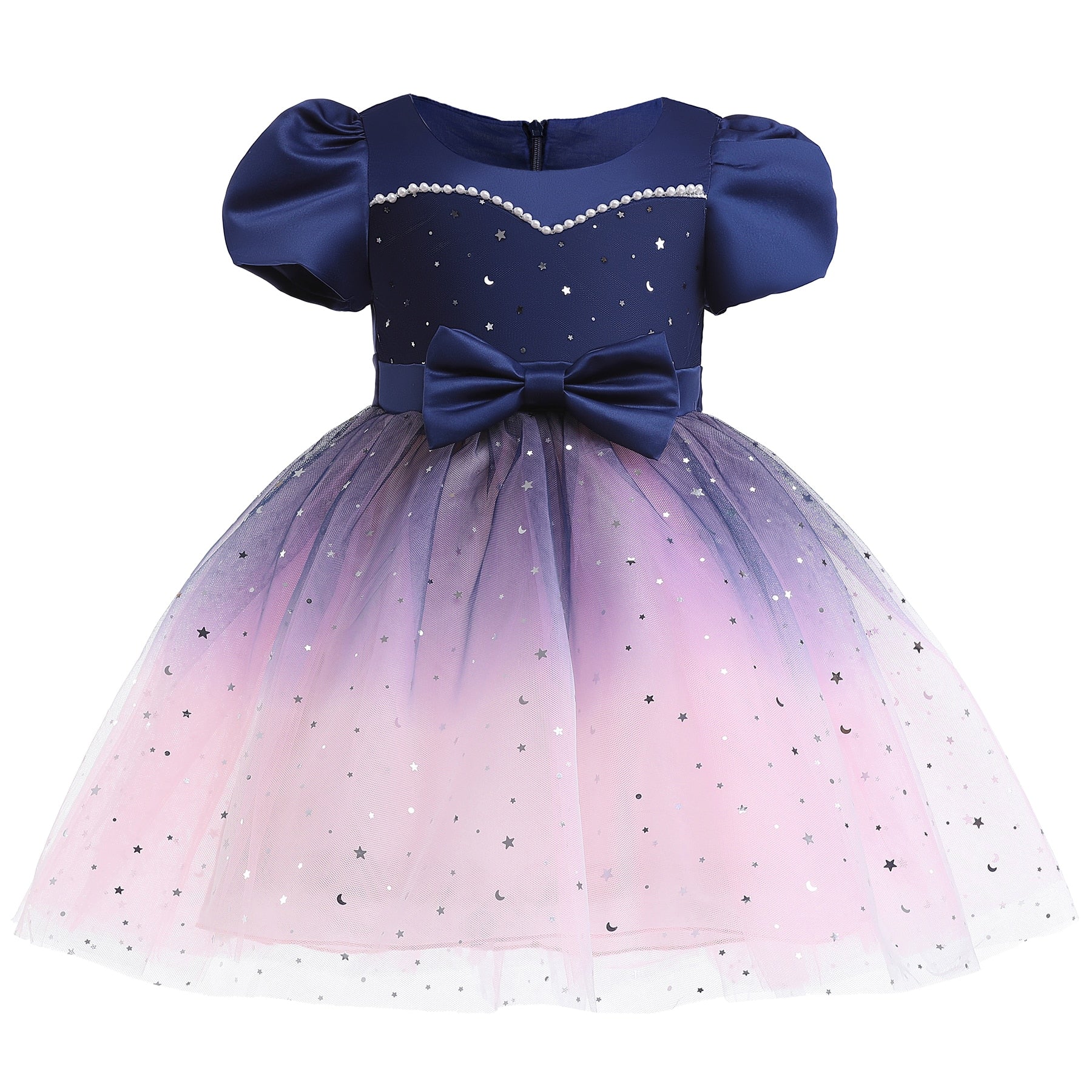 Elegant girls' off-shoulder twinkle star dress, a beautiful ballgown for parties & events.