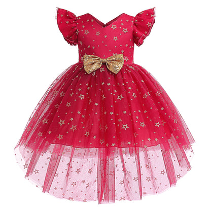 Beautiful off-shoulder party dress for girls, sparkling with twinkle stars, a true princess style.