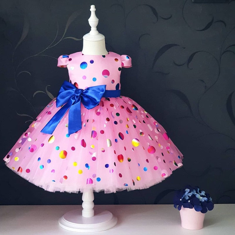 Detailed image of the pearl and floral appliques on a girls' ombre party ball gown dress