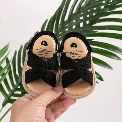 Girls' princess fashion toddler sandals with prominent bow-knot design, non-slip sole