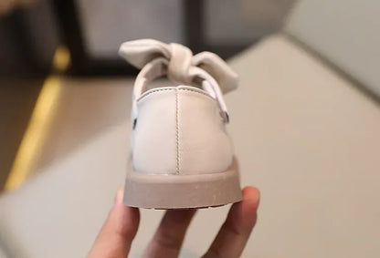Girls' versatile footwear: Pink bowknot Mary Janes, suitable for spring and autumn outings