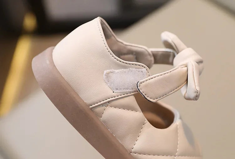 Collection of pink bowknot leather Mary Janes in various toddler sizes, soft and comfortable
