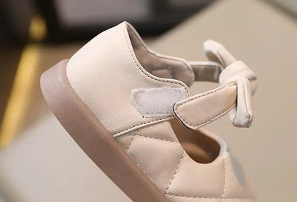 Collection of pink bowknot leather Mary Janes in various toddler sizes, soft and comfortable