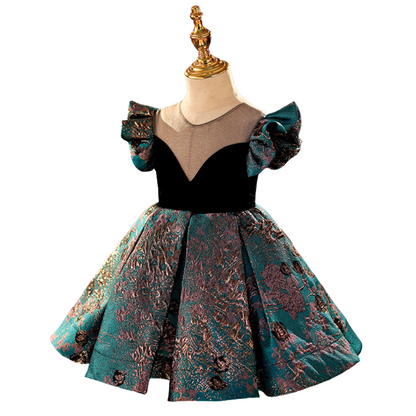 Girls' formal butterfly sleeve ball gown, perfect kids party dress with elegant design