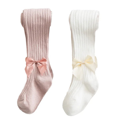 Four pairs of girls' colorful cotton bow socks, including pink, white, and purple, baby accessories