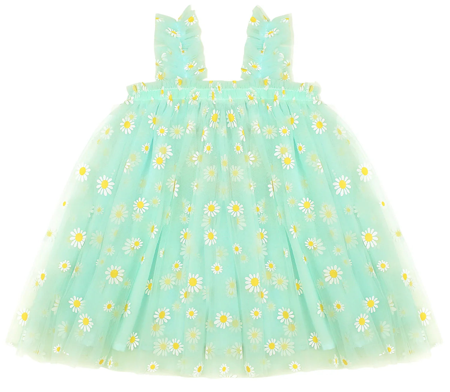 Girls pink floral dress with a voluminous tulle skirt for special occasions