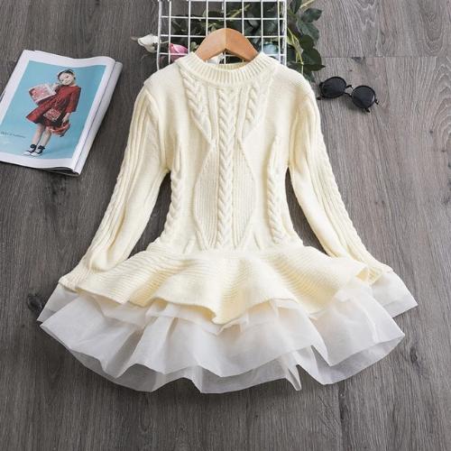Adorable girls' knitted princess dress with a flared tutu skirt, suitable for baby clothing and kids fashion