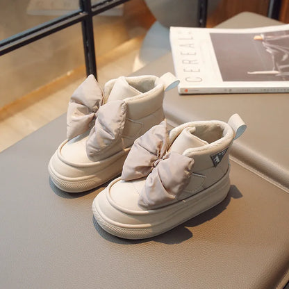 Stylish girls' purple winter boots, plush-lined with hook & loop closure