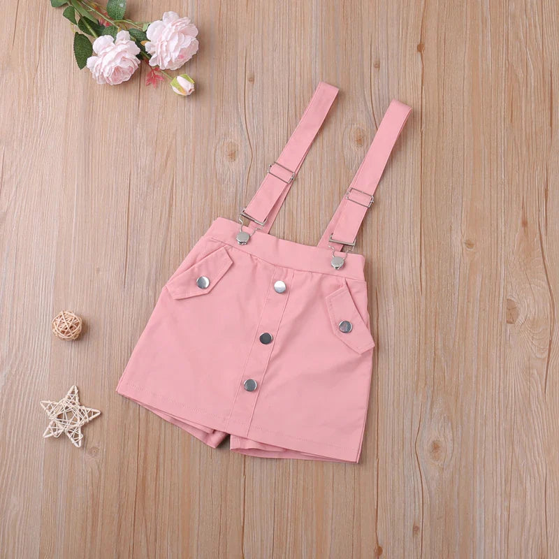 Stylish pink princess fashion shorts set for girls, a chic summer outfit made from comfortable O-neck cotton blend.