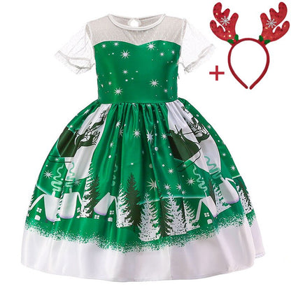 Full shot of toddler's sequin & floral ruffle princess party dress