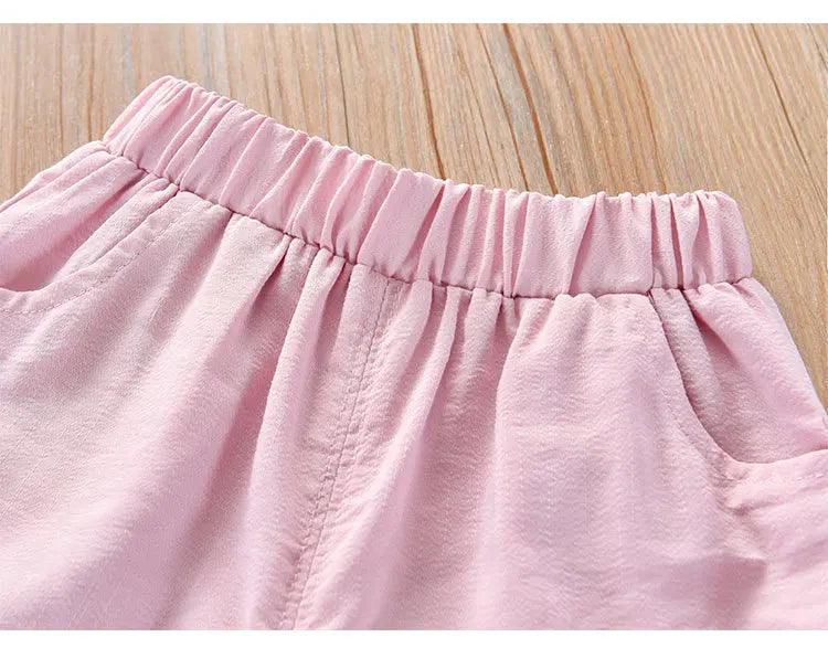 High-quality girls' sleeveless ice cream bow set, durable for active summer play