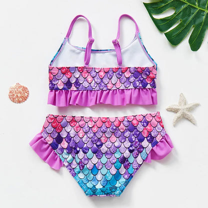 Stylish girls' summer bikini set, quick-dry fabric for comfortable beach and pool play.