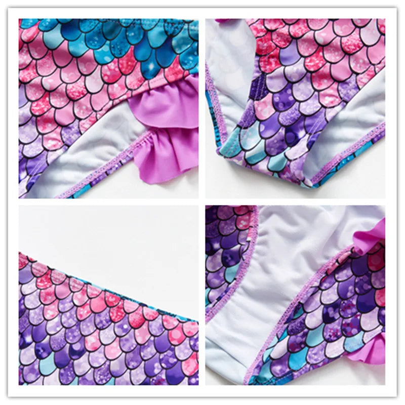 Cute polyester girls' bikini set, designed for quick drying and ultimate comfort in the sun.