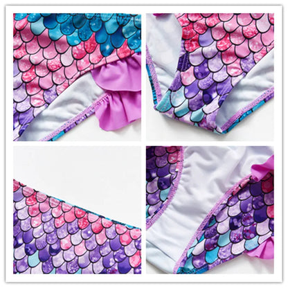 Cute polyester girls' bikini set, designed for quick drying and ultimate comfort in the sun.