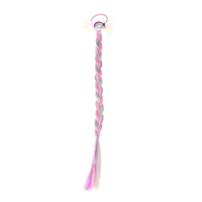 Princess hair accessory: rainbow braided wig hair tie extensions, a delightful gift for young girls