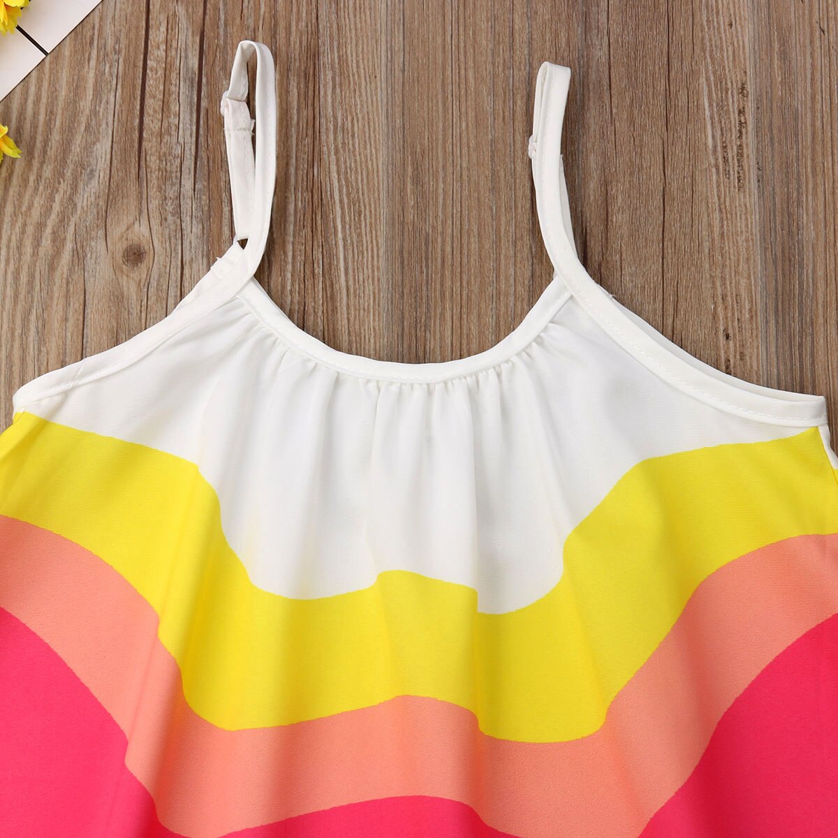 Rainbow striped hobo casual dress for girls, lightweight polyester cotton fabric, cute summer style