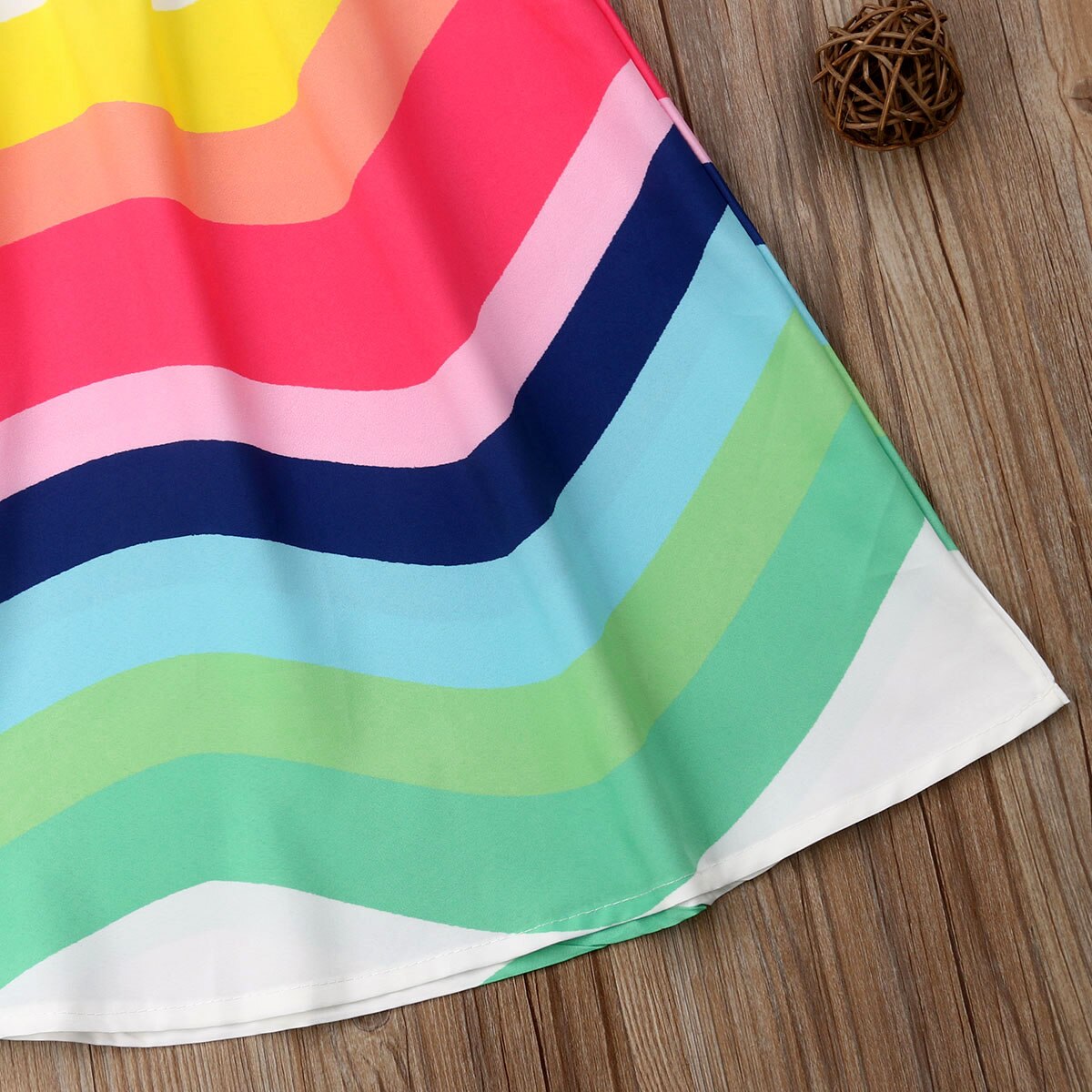 Kids' fashion: vibrant rainbow hobo summer dress, durable polyester cotton for active little girls