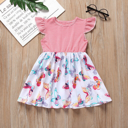Rainbow patchwork long sleeve dress for girls, soft cotton blend, stylish kids and toddler fashion