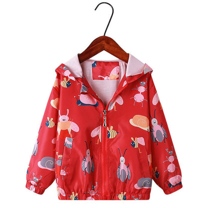 Girls' fashion forward unicorn hooded jacket, water resistant and perfect for spring playwear