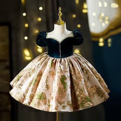 Formal girls dress: retro princess ball gown with exquisite butterfly sleeves
